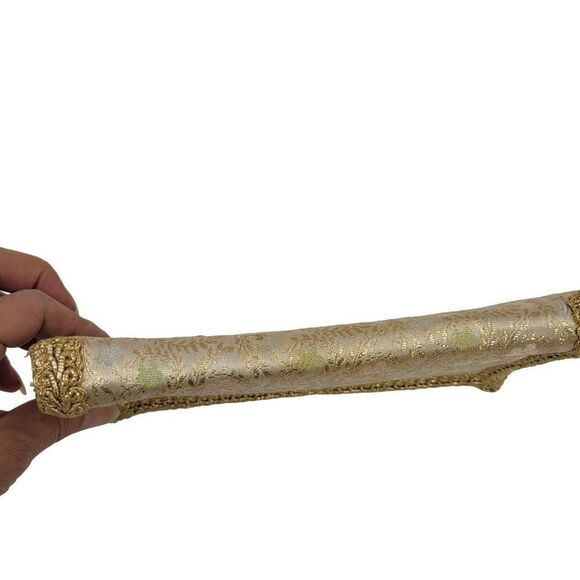 Vintage 60's Majestic Clutch Formal Metallic Gold Brocade Jacquard Pastel Floral - Picture 10 of 12